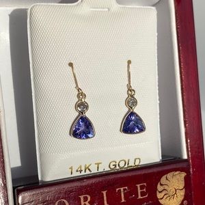 SOLD|14k Gold Diamond & Tanzanite Earrings